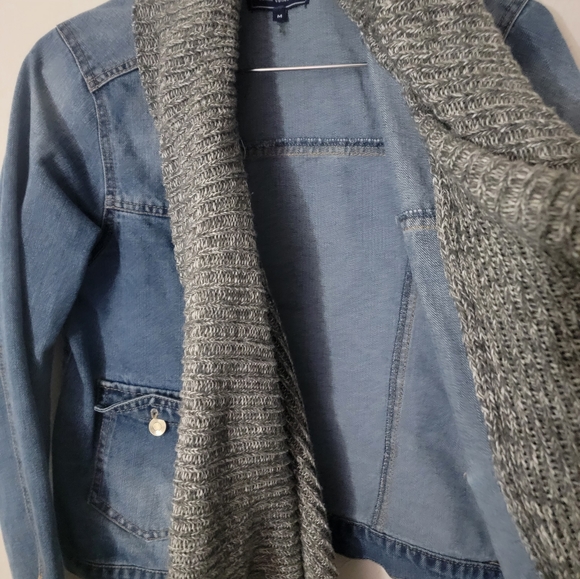 Medium Ci Sono Denim Button Jacket With Knit Detail - Picture 4 of 6